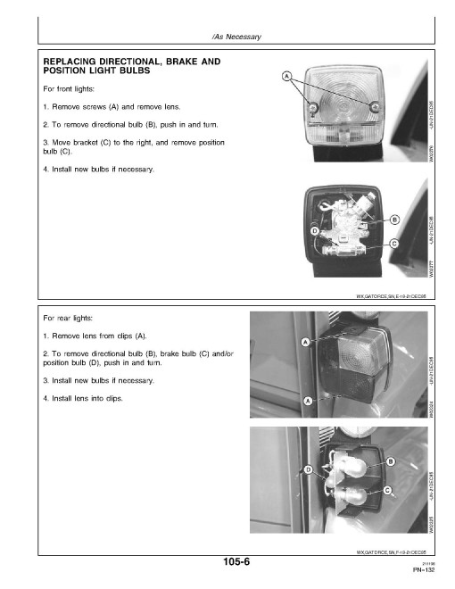 John Deere 6x4 Diesel Gator Utility Vehicles (SN: 001001 - 008806) (Export Edition) Operators Manual (OMM128789)