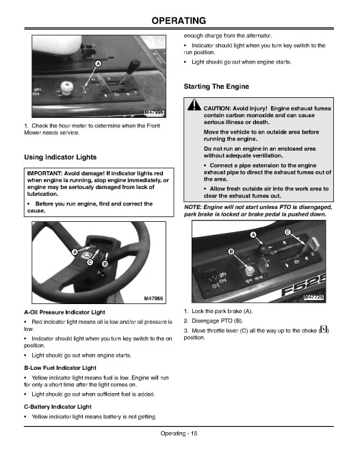 John Deere F510 and F525 Front Mowers (SN: from 120001) (North America) Operators Manual (OMM144025)