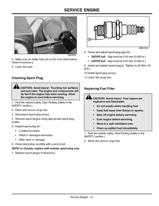 John Deere 4x2 and 6x4 Gas Gator Utility Vehicles (SN: from 068205) (North America) Operators Manual (OMM150179)