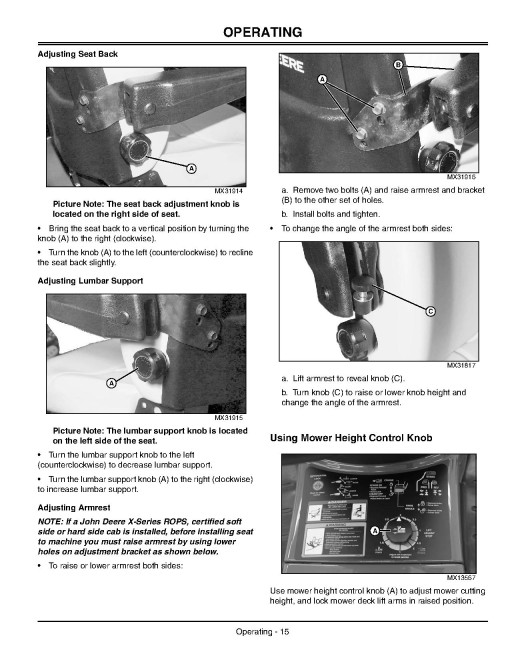 John Deere X495 and X595 (SN from 040000) Lawn Tractors (North America) Operators Manual (OMM151820)