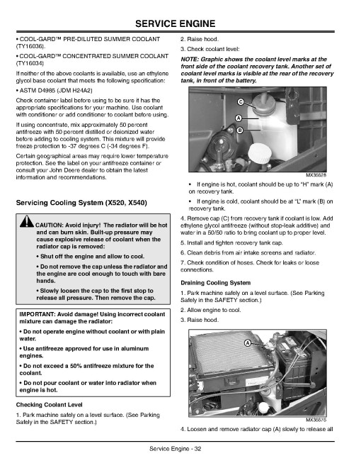 John Deere Select Series X500, X520, X534, X540 (SN: 010001-020000) Lawn Tractors (North America) Operators Manual (OMM153412)