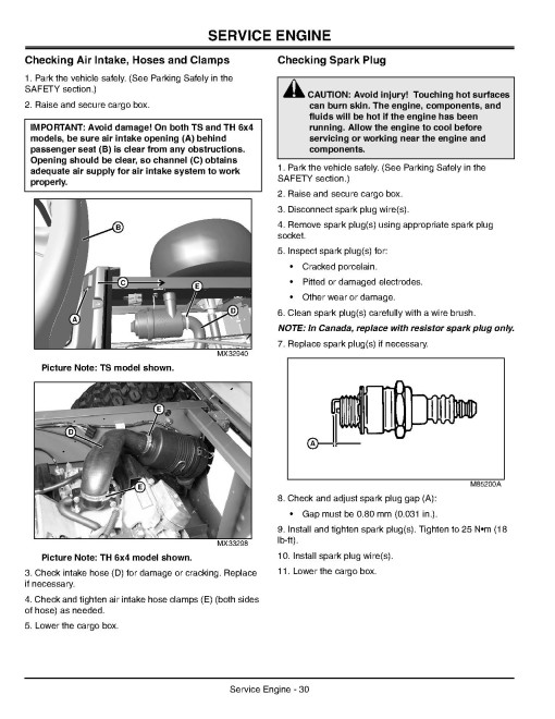 John Deere TH 6x4 Gas (SN:001001-008000), TS 4x2 (SN:001001-030000) Gator Utility Vehicles (N.America) Operators Manual (OMM154966)