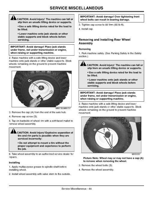 John Deere TH 6x4 Gas (SN:008001-050000), TS 4x2 (SN:030001-050000) Gator Utility Vehicles (N.America) Operators Manual (OMM158110)
