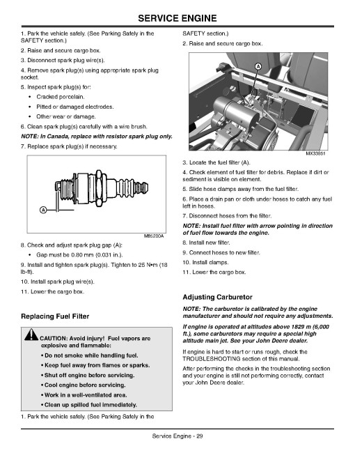 John Deere TX Turf Gator Utility Vehicles (SN: 030001 - 050000) (North America) Operators Manual (OMM158204)