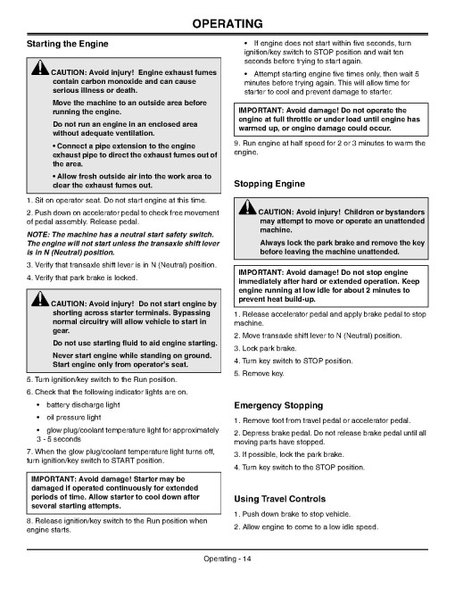 John Deere TH 6x4 Diesel Gator Utility Vehicles (SN: 050001 - 070000) (Export Edition) Operators Manual (OMM161539)