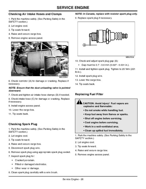 John Deere CX Compact Series Gator Utility Vehicles (SN: 080001 - 100000) (Export Edition) Operators Manual (OMM162861)