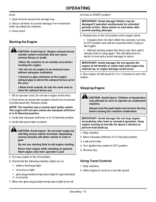 John Deere HPX 4x4 Diesel Gator Utility Vehicles (SN: 090001 - 100000) (North America) Operators Manual (OMM163327)