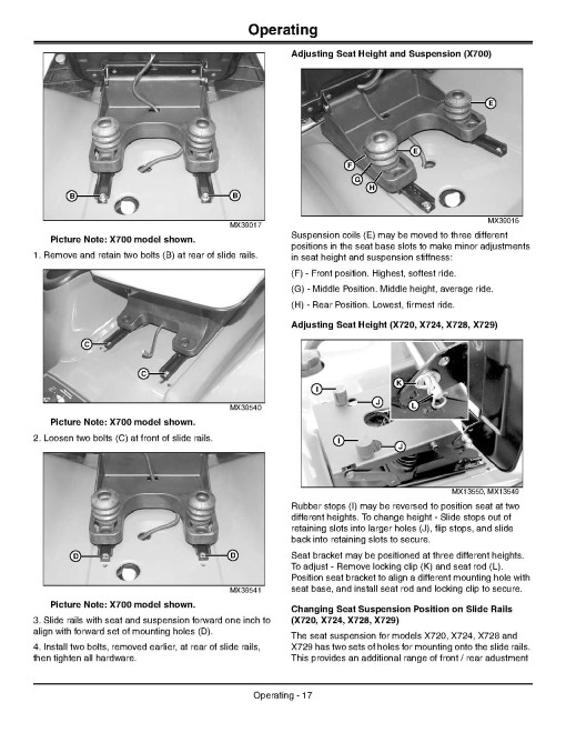 John Deere Ultimate Select Series X700, X720, X724, X728, X729 (SN: 070001-) Lawn Tractors (N.America) Operators Manual (OMM164429)