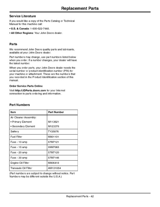 John Deere Ultimate Select Series X740, X744, X748, X749 (SN:070001-) Lawn Tractors (N.America) Operators Manual (OMM164430)