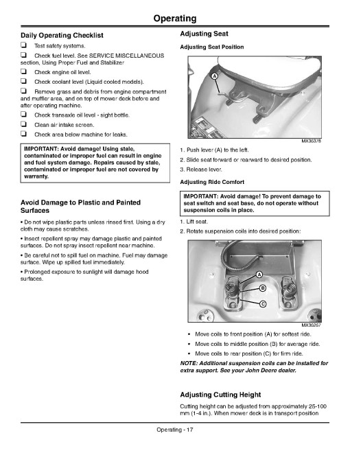 John Deere Select Series X500, X530, X534, X540 (SN: 070001-080000) Lawn Tractors (North America) Operators Manual (OMM164739)