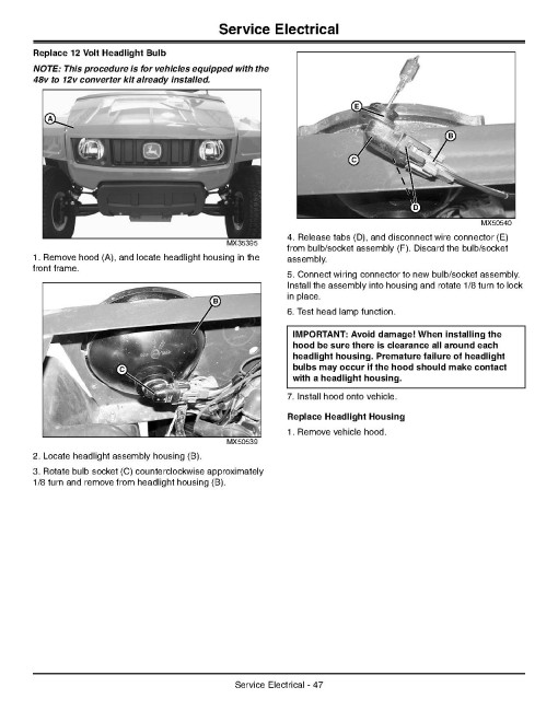 John Deere TE Electric Gator Utility Vehicles (SN: 070001 - 090000) (North America) Operators Manual (OMM165037)