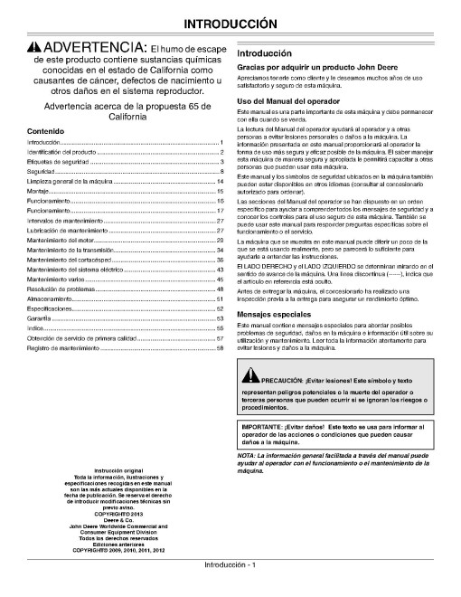 John Deere EZTrak Z235 and Z255 (SN: 130001-150000) Zero-Turn Mowers (North America) Operators Manual (OMM166319)