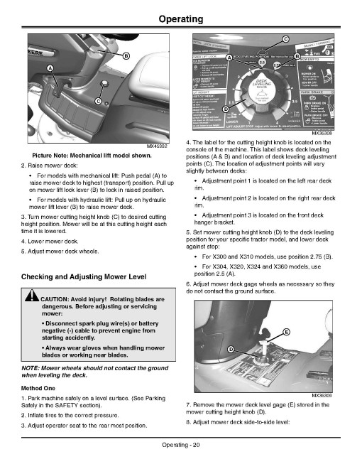 John Deere Select Series X300, X304, X310, X320, X324, X360 (SN:250001-280000) Lawn Tractors (North America) Operators Manual (OMM167789)
