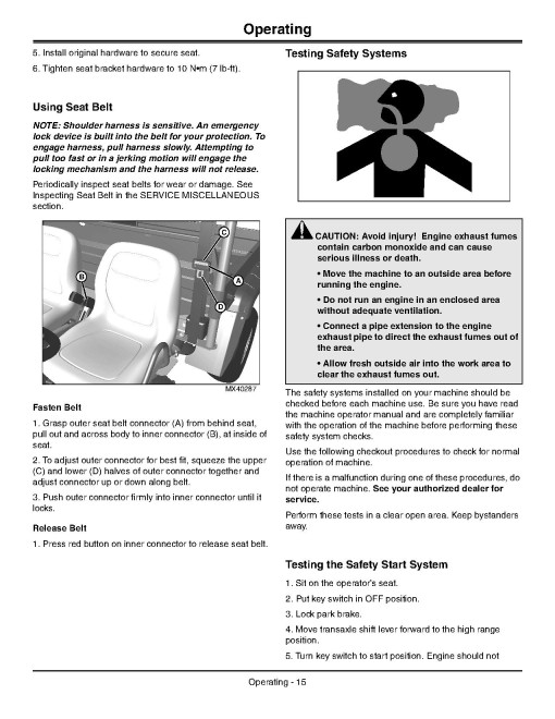 John Deere HPX 4x4 Gas Gator Utility Vehicles (SN: 110001 - 120000) (North America) Operators Manual (OMM168323)
