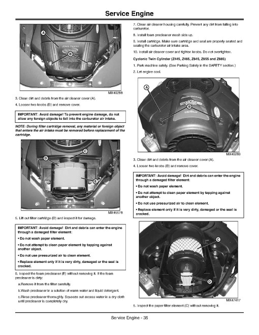John Deere EZTrak Z225, Z245, Z425,Z445,Z465, Z645,Z655,Z665 (SN:120001-130000) Zero-Turn Mowers (N.America) Operators Manual (OMM168432)