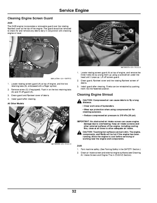 John Deere EZTrak Z425, Z445, Z465, Z645, Z655 and Z665 (SN:150001-170000) Zero-Turn Mowers (North America) Operators Manual (OMM170186)