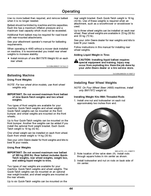 John Deere Ultimate Select Series X710, X730, X734, X738, X739 (SN:020001-030000) Lawn Tractors (N.America) Operators Manual (OMM170869)