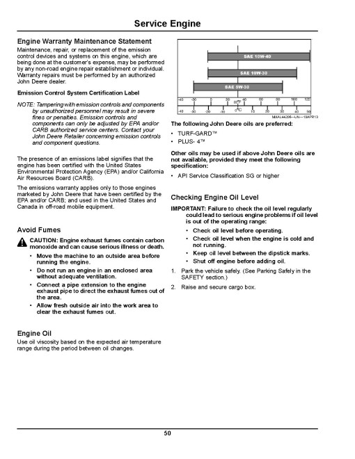 John Deere XUV825i Gator Utility Vehicles (SN: 080001 - 100000) (North America) Operators Manual (OMM171352)