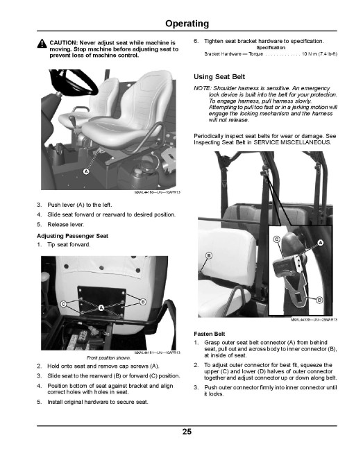 John Deere XUV855D S4 Gator Utility Vehicles (SN: from 080001) (Export Edition) Operators Manual (OMM171406)