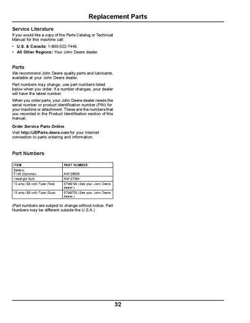 John Deere TE Electric Gator Utility Vehicles (SN: 090001 - 140000) (Export Edition) Operators Manual (OMM171445)