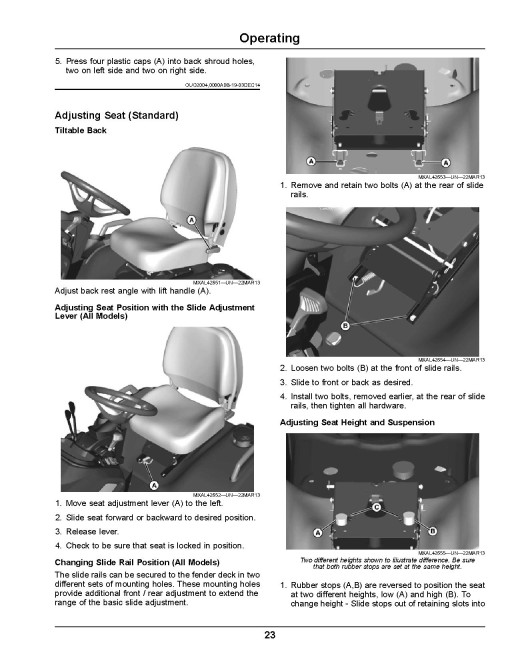 John Deere Ultimate Select Series X710, X730, X734, X738, X739 (SN:030001-040000) Lawn Tractors (N.America) Operators Manual (OMM172666)
