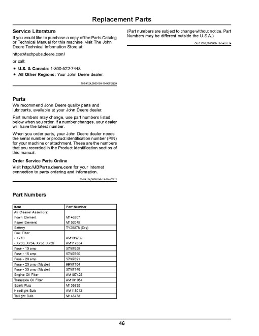 John Deere Ultimate Select Series X710, X730, X734, X738, X739 (SN:030001-040000) Lawn Tractors (N.America) Operators Manual (OMM172666)