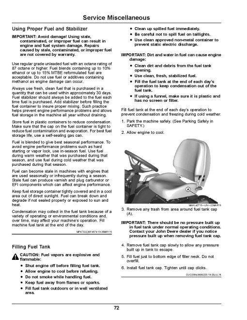 John Deere Ultimate Select Series X710, X730, X734, X738, X739 (SN:040001-050000) Lawn Tractors (N.America) Operators Manual (OMM172800)