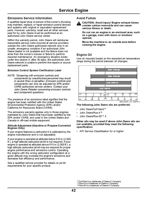 John Deere Select Series X570, X580, X584, X590 (SN: 110001-120000) Lawn Tractors (North America) Operators Manual (OMM174377)