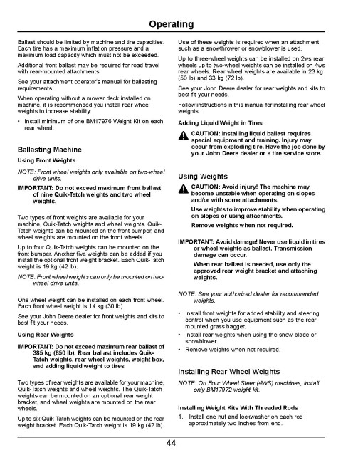 John Deere X750, X754 and X758 (SN: 050001-060000) Lawn Tractors (North America) Operators Manual (OMM175435)