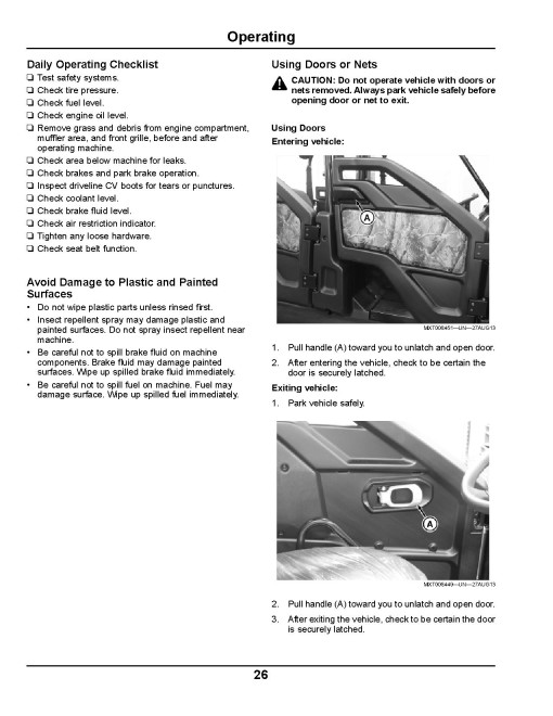 John Deere XUV855D Gator Utility Vehicles (SN: 110001 - 120000) (North America) Operators Manual (OMM175933)
