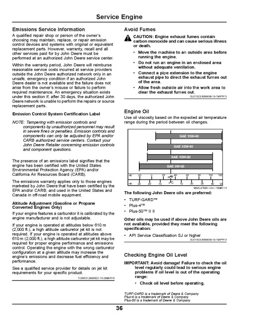 John Deere TH 6x4 Gas Gator Utility Vehicles (SN: 120001 - 130000) (North America) Operators Manual (OMM178644)