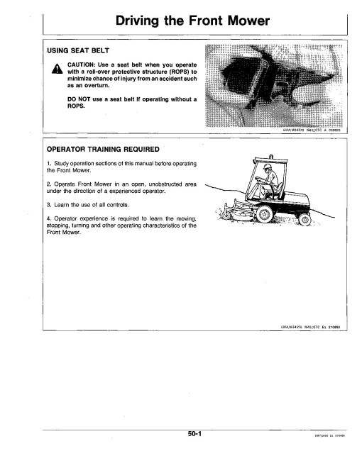 John Deere F910 and F930 Front Mowers (SN: 360001 - 475000) (North America) Operators Manual (OMM72336)