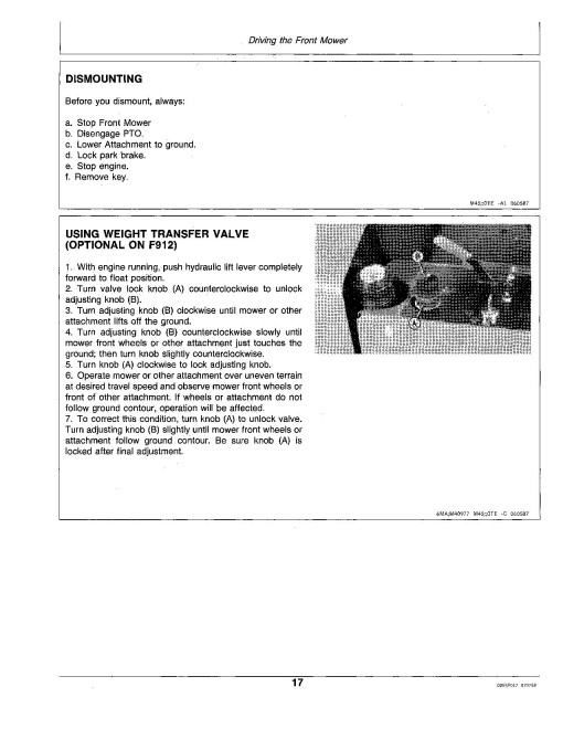 John Deere F912 and F932 Front Mowers (SN: 475001 - 750000) (North America) Operators Manual (OMM79595)
