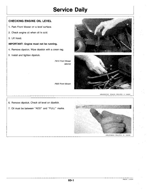 John Deere F910 and F930 Front Mowers (SN: 285001 - 360000) (North America) Operators Manual (OMM86924)