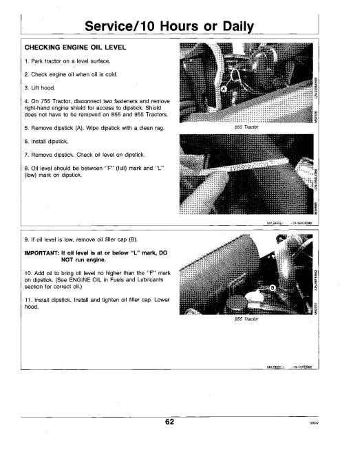 John Deere 755, 855 and 955 Compact Utility Tractors (SN: from 100001, Europe) Operators Manual (OMM95305)