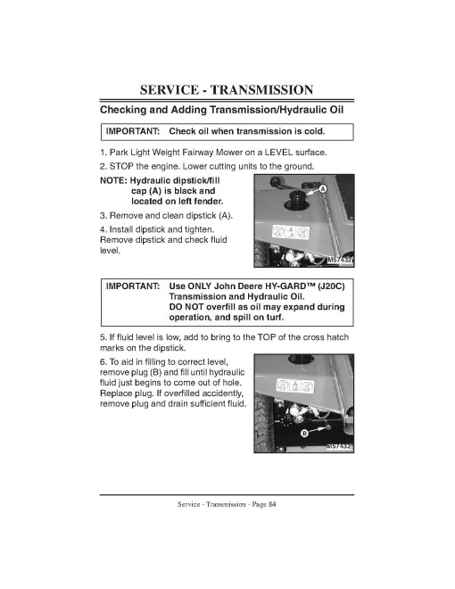 John Deere 3215A and 3235A Lightweight Fairway Mowers (SN: from 030201) (North America) Operators Manual (OMMT2777)