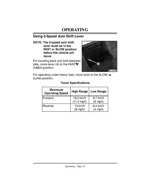 John Deere 1800 Utility Vehicles (SN: from 020160) (Export Edition) Operators Manual (OMMT3545)