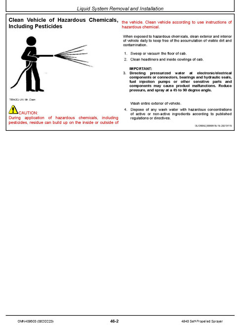John Deere 4940 Self-Propelled Sprayer/Spreaders (SN: 023001 - 028000) (Europe) Operators Manual (OMN409503)