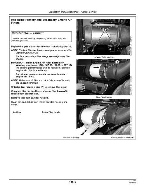 John Deere 9230, 9330, 9430, 9530 and 9630 4WD Articulated Tractors (SN: from 022000, N.America) Operators Manual (OMRE325893)
