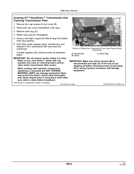 John Deere 8310RT, 8335RT and 8360RT Tracked Tractors (SN: from 907101, North America) Operators Manual (OMRE560341)