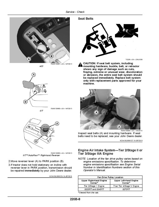 John Deere 8320RT, 8345RT and 8370RT Tracked Tractors (SN: from 920001, Export Edition) Operators Manual (OMRE591964)