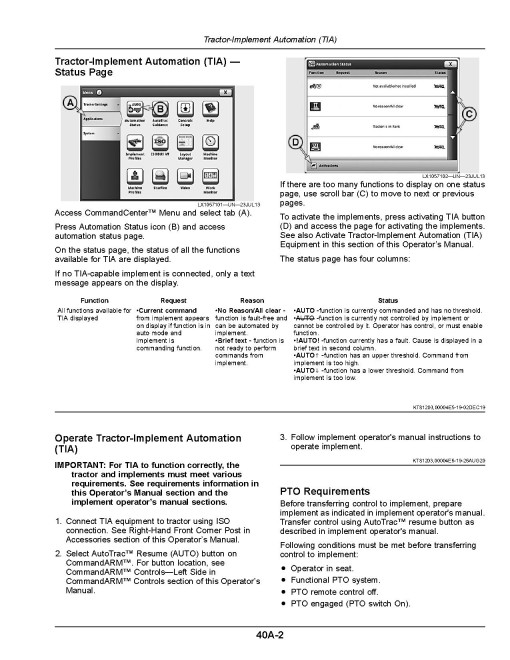 John Deere 8RT 310, 8RT 340, 8RT 370 and 8RT 410 Tracked Tractors (SN: 923001 - 927000, N.America) Operators Manual (OMRE597236)