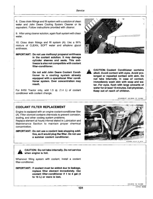 John Deere 8450 (SN: up to 005500) and 8650 (SN: up to 008000) 4WD Articulated Tractors (North America) Operators Manual (OMRW16845)
