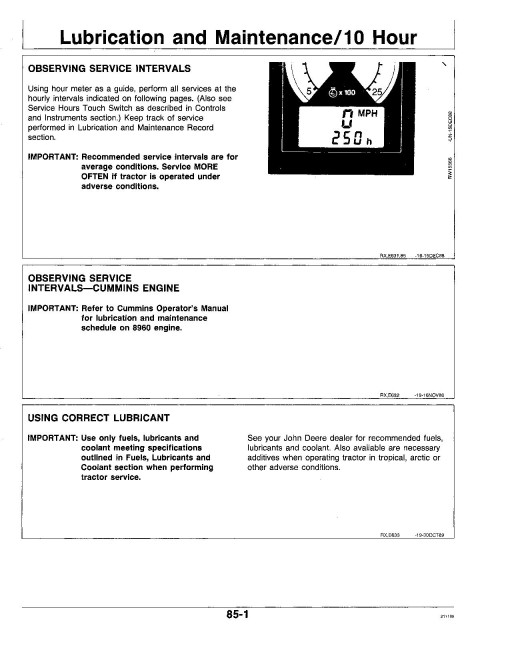 John Deere 8560 (SN.up to 1672), 8760 (SN. up to 2652), 8960 (SN.up to 1767) Articulated Tractors (N.America) Operators Manual (OMRW25626)