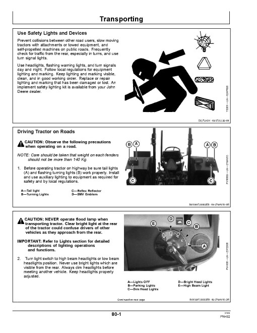 John Deere 5036C and 5042C Tractors (Mexico) Operators Manual (OMSJ19691)