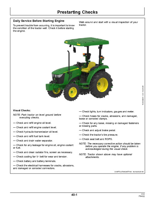 John Deere 3036E and 3041E Compact Utility Tractors (Export Edition) Operators Manual (OMSJ47867)