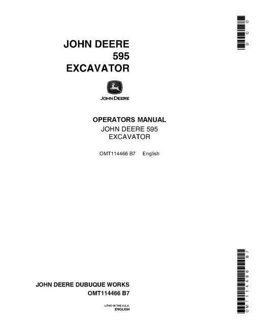 John Deere 595 Wheeled Excavators Operators Manual (OMT114466)