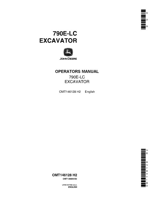 John Deere 790ELC Crawler Excavators (SN: up to 014999) Operators Manual (OMT146128)