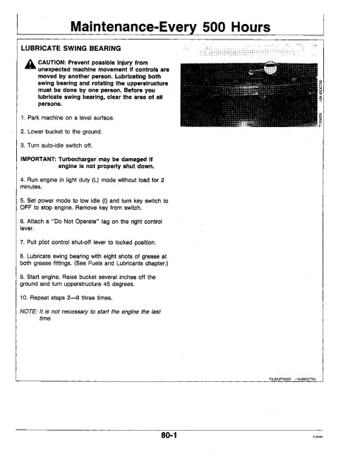 John Deere 490E Crawler Excavators (SN: from 025000) Operators Manual (OMT152331)