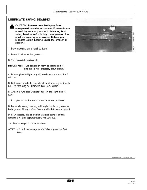 John Deere 790ELC Crawler Excavators (SN: from 015000) Operators Manual (OMT152334)